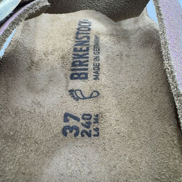 New Birkenstock Gizeh Sandals Washed Metallic Pink Leather Size US 6 Regular Fit - Picture 7 of 8